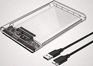 2.5 Inch External Hard Drive Enclosure, SATA to USB 3.1 Tool-Free Clear for 2.5 Inch SSD & HDD 9.5mm 7mm External Hard Drive Case SSD Max 2TB Supports UASP SATA