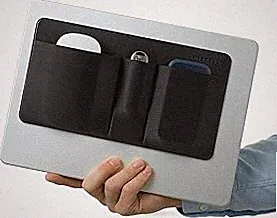 3-Pocket Storage Pouch, Adhesive Laptop Accessory Organizer, for Portable HDD, SSD, USB Drive, Mouse, Cables - Black