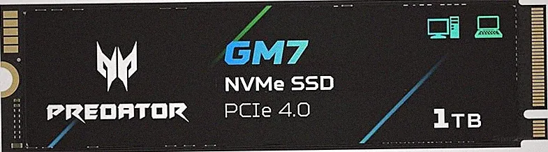 acer Predator GM7 1TB SSD: M.2 2280 PCIe Gen 4 x4 NVMe 2.0, Read Speed Up to 7400 MB/s, Internal PC Solid State Drive for Laptop, Desktop and PS5 - BL.9BWWR.118