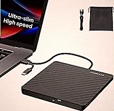 Amicool External USB-C USB 3.0 CD/DVD Drive Burner +/-RW, Ultra-Slim Portable DVD Player Writer Reader for Mac iMac MacBook, Windows 11/10/8 Linux, Laptop Desktop PC Computer Optical Drive