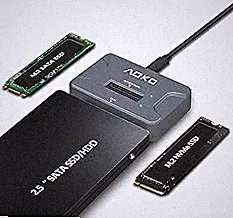 AOKO NVMe to USB 3.2(10Gbps) SSD Reader Docking Station – Portable M.2 SSD to USB Adapter External NVMe SSD Enclosure for M.2 PCIe NVMe and M.2 SATA SSD, Compatible with 2.5'' SATA Dirve