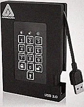 Apricorn 500GB Aegis Padlock Fortress FIPS 140-2 Level 2 Validated 256-Bit Encrypted USB 3.0 Hard Drive with PIN Access (A25-3PL256-500F)