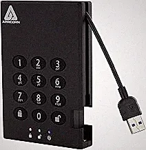 Apricorn 500GB Aegis Padlock USB 3.0 256-bit AES XTS Hardware Encrypted Portable External Hard Drive (A25-3PL256-500)