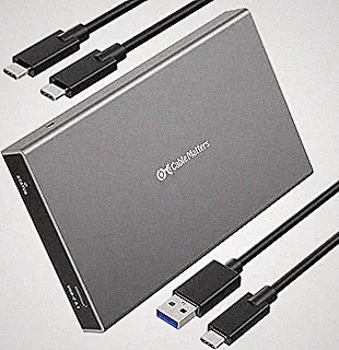 Cable Matters Aluminum 10Gbps Gen 2 USB C Hard Drive Enclosure for 2.5" SSD/HDD, SSD Enclosure with USBC/USBA Cables - Thunderbolt 4 / Thunderbolt 3 / USB4 Port Compatible with XPS, MacBook Pro/Air