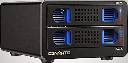 CENMATE Aluminum 2 Bay Hard Drive Enclosure with Cooling Fan for 2.5“/3.5" SATA HDD/SSD with USB A/C 3.0, Support Hot Swappable, Tool-Free HDD Enclosure, DAS(NO RAID/NAS)