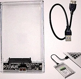 Clear 2.5 Inch Hard Drive Enclosure with High-Speed USB C to SATA III 5Gbps Data Transfer, Supports 7mm 9.5mm SATA SSD HDD Sizes Up to 6TB, Tool-Free Installation, Compatible with USB 3.0 UASP