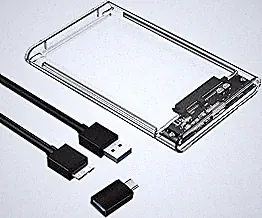 External Hard Drive Enclosure , SATA to USB 3.0 2.5 inch SSD HDD 7mm 9.5mm Clear Hard Drive Case Supports UASP SATA (Clear)