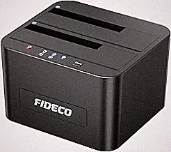 FIDECO External Hard Drive Docking Station, Hard Drive Dock for 2.5 and 3.5 inch SATA HDD SSD, HDD Docking Station with Dual Bay, USB 3.0 Hard Drive Reader, Support Offline Clone and UASP