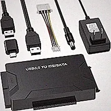 Hard Drive Reader USB 3.0 & Type C to SATA IDE Adapter, Internal Data Transfer Recovery Converter Kit with 12V/2A Power for 2.5"/3.5" SATA/IDE HDD SSD Hard Disk Internal Blu-ray Drive, up to 20TB