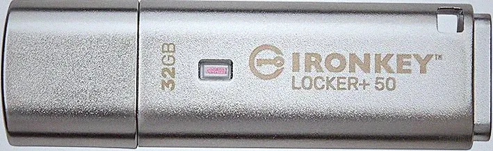 Kingston Ironkey Locker+ 50 32GB Encrypted USB Flash Drive | USB 3.2 Gen 1 | XTS-AES Protection | Multi-Password Security Options | Automatic Cloud Backup | Metal Casing | IKLP50/32GB,Silver