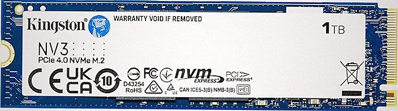 Kingston NV3 1TB M.2 2280 NVMe SSD | PCIe 4.0 Gen 4x4 | Up to 6000 MB/s | SNV3S/1000G