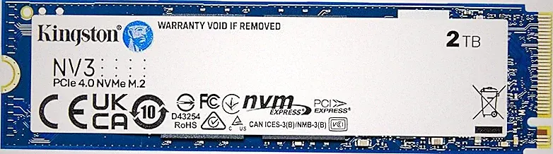Kingston NV3 2TB M.2 2280 NVMe SSD | PCIe 4.0 Gen 4x4 | Up to 6000 MB/s | SNV3S/2000G