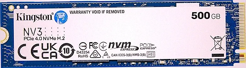 Kingston NV3 500GB M.2 2280 NVMe SSD | PCIe 4.0 Gen 4x4 | Up to 5000 MB/s | SNV3S/500G