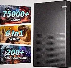 Kinhank 4TB Retro Game Hard Drive with 75000+ Games,6 In1System Retro Game Consoles， Compatible with 200+Emulators, Portable Game Hard Drive Disk Compatible with Win 7/8/10/11