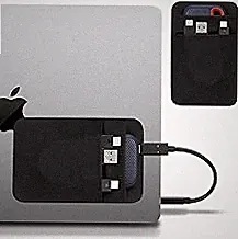 Lacdo Portable Hard Drive Sleeve for Laptop, 2-Pocket Stick on Pouch with Reusable Adhesive, for San Disk, Samsung, Crucial, Portable External Solid State Drive SSD Hard Drive Carrying Case, Black