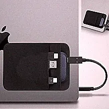 Lacdo Portable Hard Drive Sleeve for Laptop, 2-Pocket Stick on Pouch with Reusable Adhesive, for San Disk, Samsung, Crucial External Solid State Drive SSD Hard Drive Carrying Case Organizer, Black