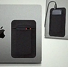 Lacdo Portable Hard Drive Sleeve for Laptop, Stick on Pouch with Reusable Adhesive, for SanDisk, Samsung, Crucial, Portable External Solid State Drive SSD Hard Drive Carrying Case Closed Pocket, Black