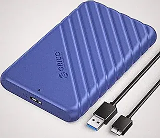 ORICO 2.5 inch Hard Drive Enclosure USB 3.0 to SATA III for 7mm and 9.5mm SATA HDD SSD Tool Free [UASP Supported] Blue (25PW1-U3)
