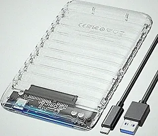 ORICO 2.5 inch Hard Drive Enclosure USB C to SATA III 5Gbps Clear External Hard Drive Case for All 7mm 9.5mm 2.5 inch SATA SSD HDD Up to 6TB, Tool-Free, Support USB 3.0 UASP (2139C3)