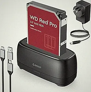 ORICO 3.5 inch Hard Drive Enclosure USB 3.2 Gen 1 to SATA Hard Drive Docking Station for All Standard 2.5" and 3.5" HDD/SSD Up to 20 TB with 12V 2A Power Supply, Tool-Free and UASP Supported (DD18C3)