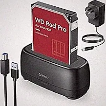 ORICO External Hard Drive Docking Station for 2.5/3.5 Inch HDD SSD USB 3.0 to SATA Hard Drive Dock Up to 22TB Support UASP 12V Power Adapter Supply-DD18