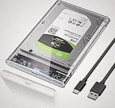 POSUGEAR 2.5'' External Hard Drive Enclosure, 6Gbps USB C 3.1 Gen 2 to SATA III Tool-Free Clear External Hard Drive Case for 7mm/9.5mm 2.5 inch SSD HDD with UASP Compatible with WD Toshiba Samsung PS4
