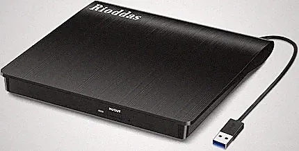 Rioddas External CD/DVD Drive for Laptop, USB 3.0 CD DVD Player Portable +/-RW Burner CD ROM Reader Writer Disk Duplicator Compatible with Laptop Desktop PC Windows Apple Mac Pro MacBook Linux