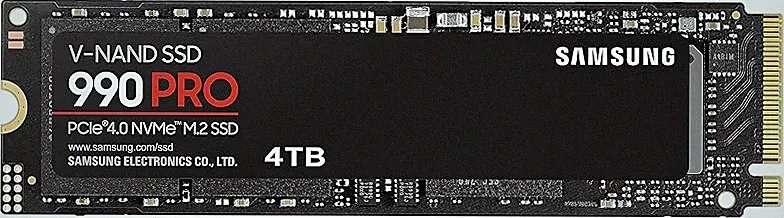 Samsung 990 PRO SSD 4TB PCIe 4.0 M.2 2280 Internal Solid State Hard Drive, Seq. Read Speeds Up to 7,450 MB/s for High End Computing, Gaming, and Heavy Duty Workstations, MZ-V9P4T0B/AM