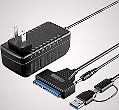 SATA to USB 3.0 and USB C Adapter Cable for 3.5 2.5 Inch SSD/HDD Hard Drive Reader, External Converter for SSD/HDD Data Transfer with 12V/2A Power Adapter