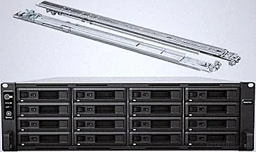 Synology RackStation RS4021xs+ NAS Server with Xeon 2.1GHz CPU, 64GB Memory, 320TB HDD Storage, 2 x 10GbE LAN Ports, Redundant Power, DSM Operating System Bundle with Rail kit