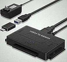 USB 3.0 to SATA IDE Hard Drive Reader, YINNCEEN External Hard Drive Ultra Recovery Converter Universal Hard Drive Adapter Kit for 2.5/3.5 HDD/SSD Hard Drive Disk, Include 12V/2A Power Adapter