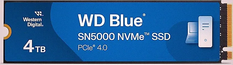 Western Digital 4TB WD Blue SN5000 NVMe Internal Solid State Drive SSD - PCIe Gen 4.0, M.2 2280, Up to 5,500 MB/s - WDS400T4B0E [New Generation]
