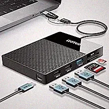 YOTUO 1TB External Hard Drive, USB C Multiport Hub HDD 7-in-1, USB 3.0, SD/TF Card Reader, Docking Station, Multi-Function HDD for Windows, Mac, Android, TV, iPhone 15/16/17, Laptop, Desktop, PC