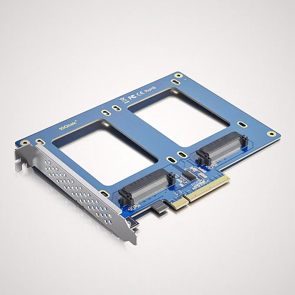 10GTEK PCIe 3.0 x8 to Dual U.2 NVMe SSD Adapter Card, SFF-8639 Interface with...