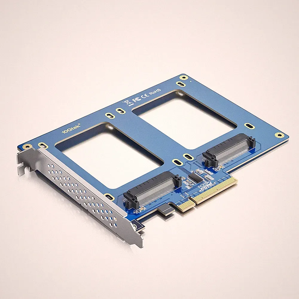 10GTEK Pcie 3.0 X8 to Dual U.2 Nvme SSD Adapter Card, SFF-8639 Interface with Fu