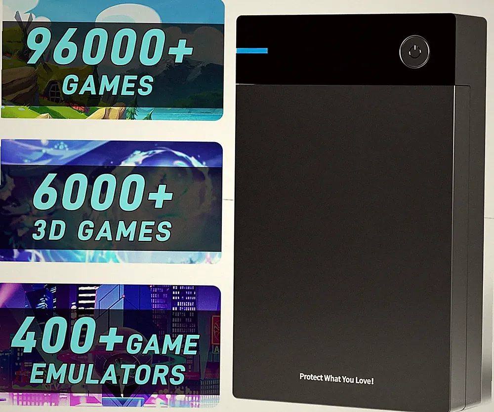 12TB Retro Game Hard Drive - 96000+ Games, 400+ Emulators, Portable & Compatible