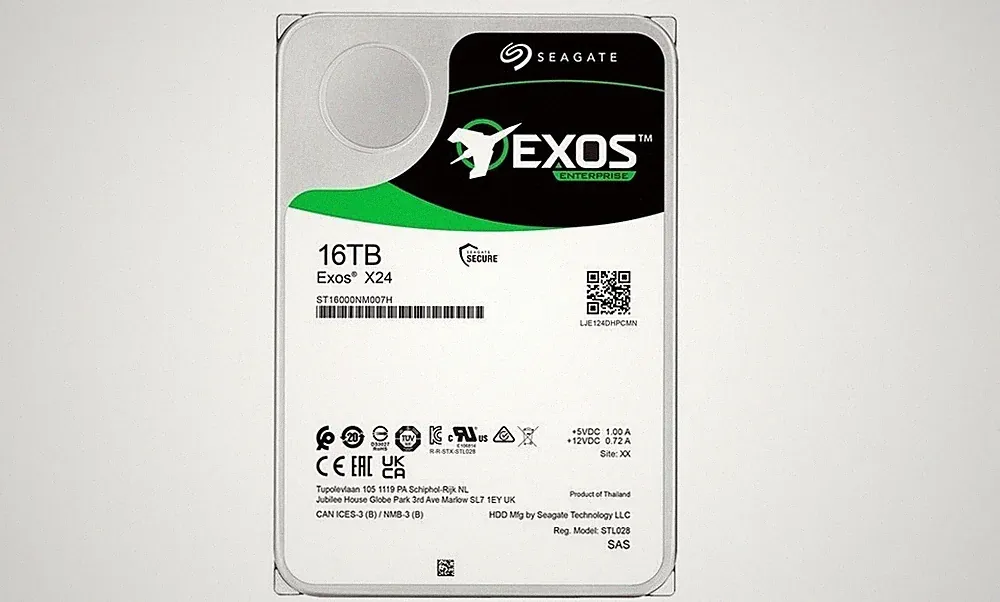 16TB Seagate Exos X24 7200RPM SAS 12GB/s 3.5" HDD ST16000NM007H