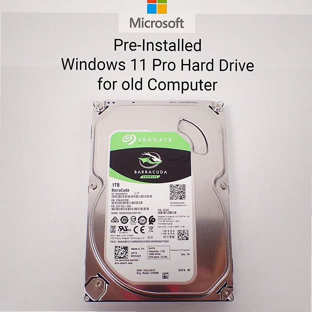 1TB-2TB Hard Drive HDD 3.5" For Desktop PC + Pre-Installed Windows 11 Pro Legacy