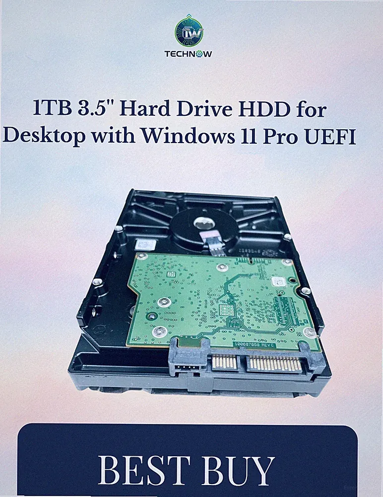 1TB 3.5'' Hard Drive HDD for Desktop with Windows 11 Pro UEFI