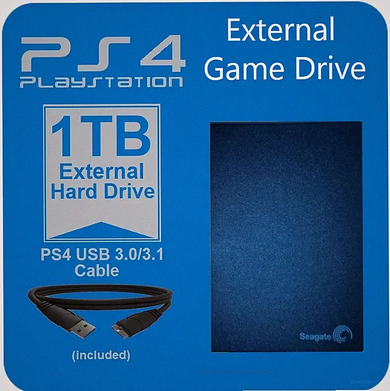 1TB USB 3.0 PS4 Game Drive Pre-Formatted External PS4 Hard Drive Slim, Pro & OG