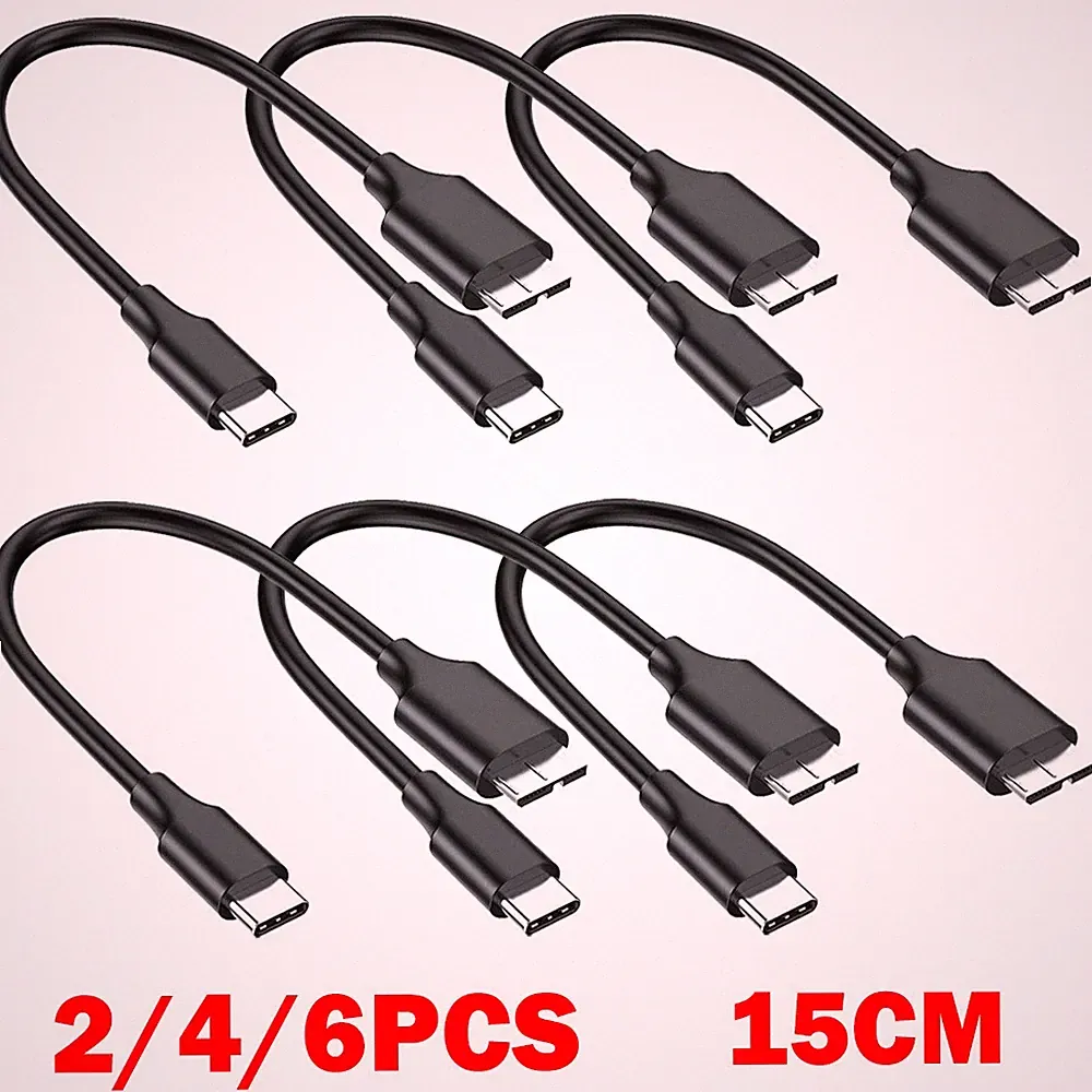 2/4/6Pc 15cm Micro B to USB C External Hard Drive Cable Portable For Seagate USA
