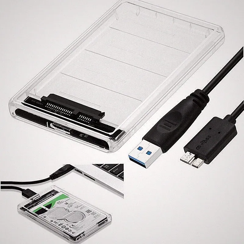 2.5" SATA USB 3.0 Clear Hard Drive Disk HDD SSD Enclosure External Laptop Case