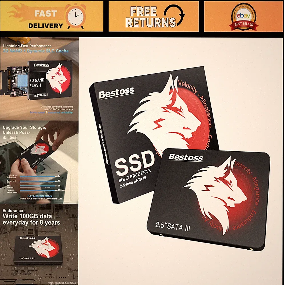 256GB 2.5" SATA III SSD Internal Hard Drive for PC/Laptop, 550MB/s Upgrade Stora