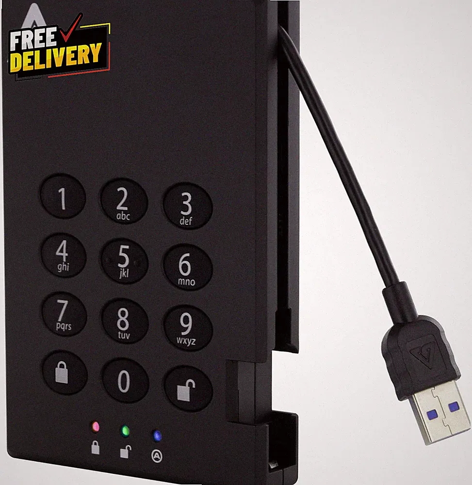 2TB Aegis Padlock USB 3.0 256-Bit AES XTS Hardware Encrypted Portable External..