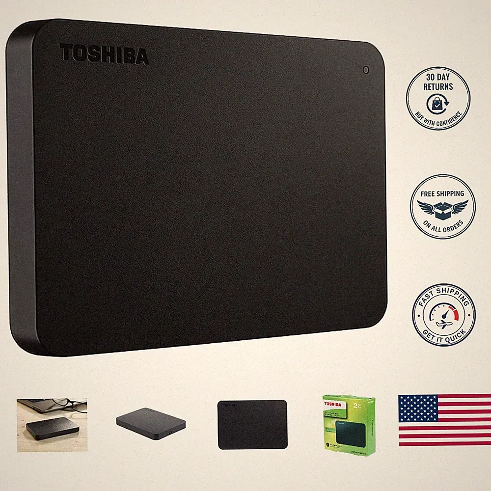 2TB Canvio Basics Portable External Hard Drive - USB 3.0, Sleek Black Design