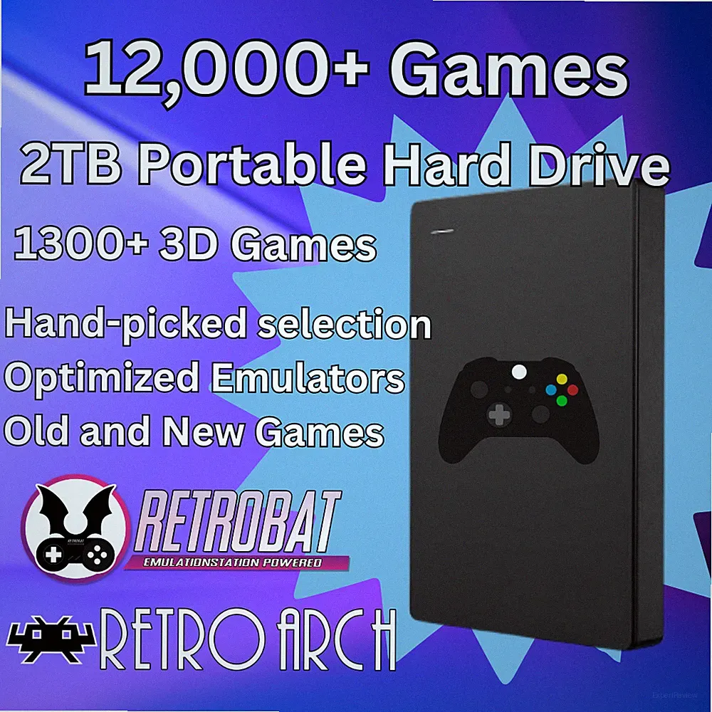 2TB External Hard Drive - Portable Retro Gaming Collection - RetroBat Windows PC