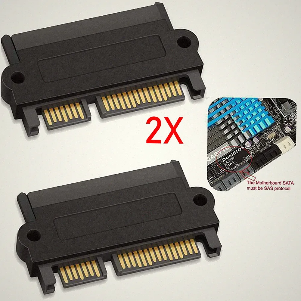 2X SAS to SATA 22-pin Male Converter SFF-8482 Female HDD Hard Drive Raid Adapter