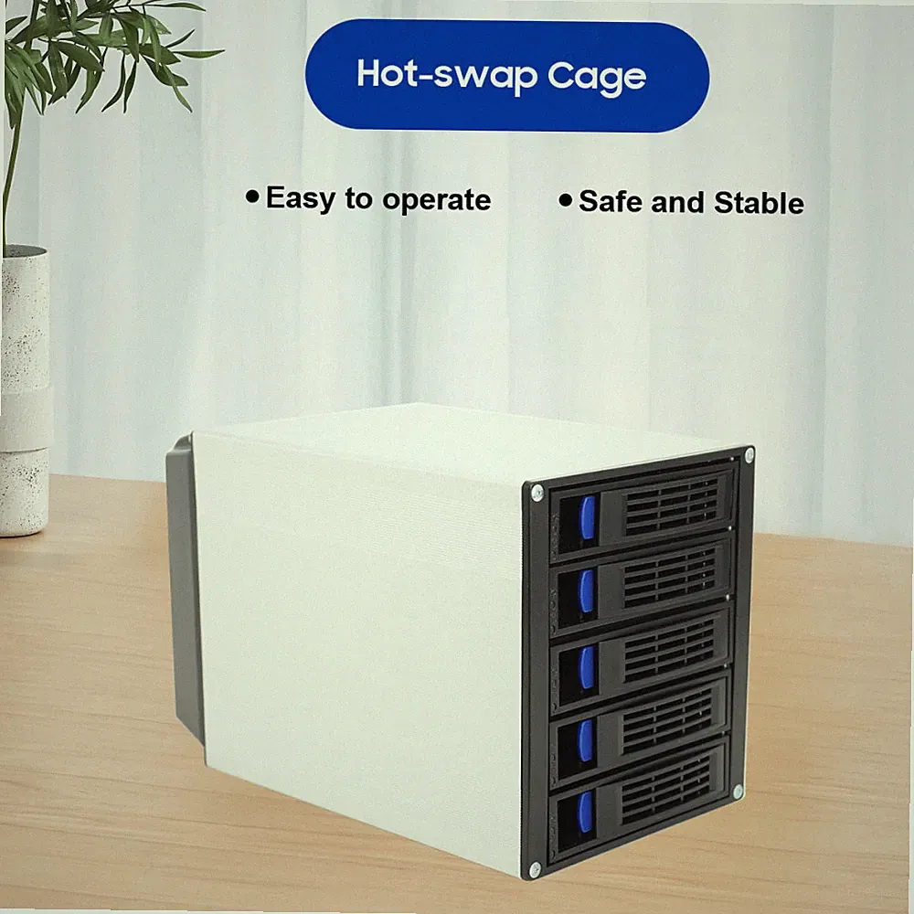 3.5"/2.5" HDD Enclosure Hot Swap Cage 5xSATA Sas HDD Press-Fit Hard Drive Drawer