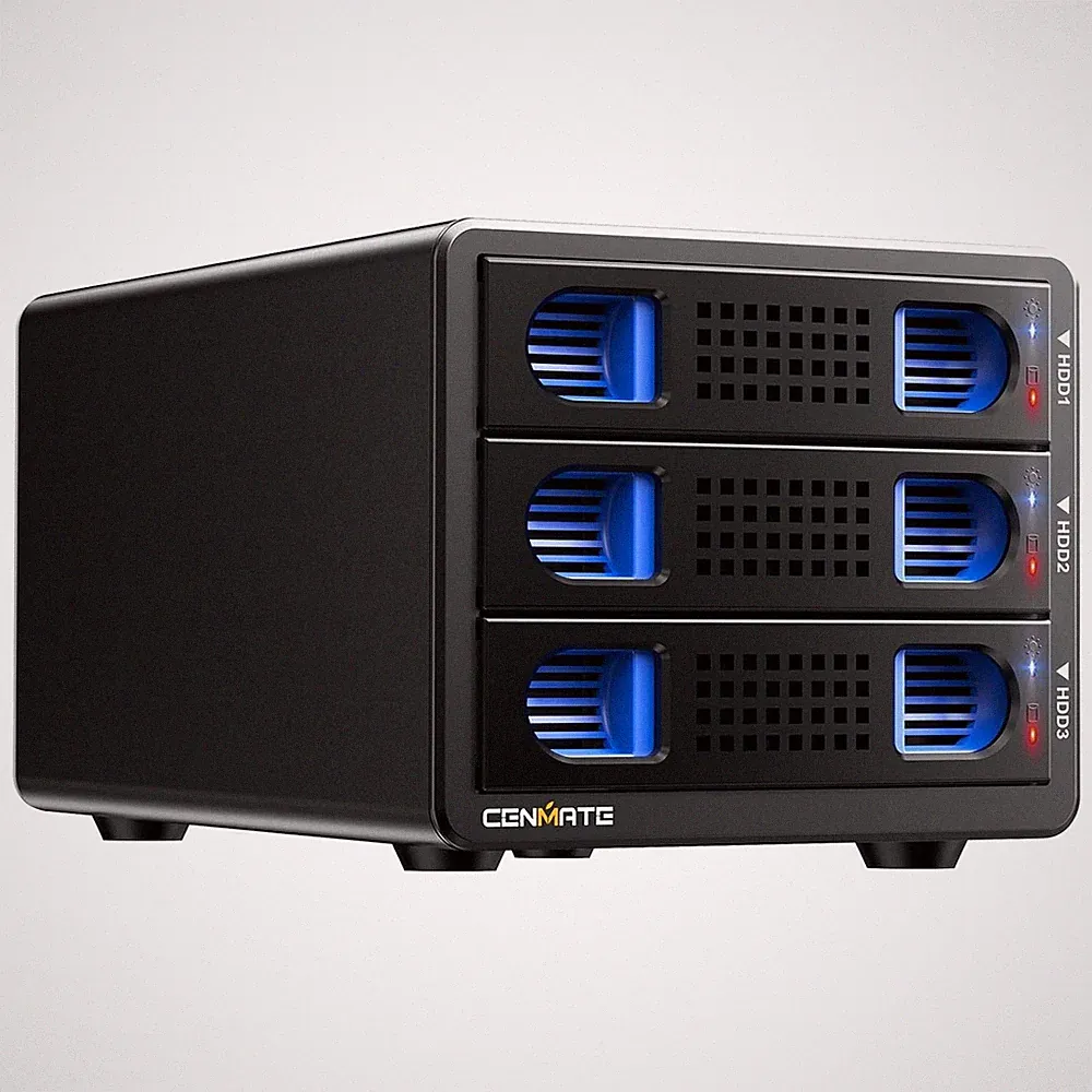 3 Bay Hard Drive Enclosure with Cooling Fan for 2.5“/3.5" SATA HDD/SSD with USB
