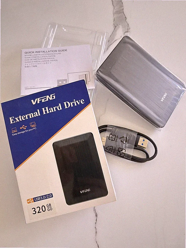 320GB External Hard Drive 2.5” USB 3.0 Portable HDD for PC Mac PS4 Xbox Laptop
